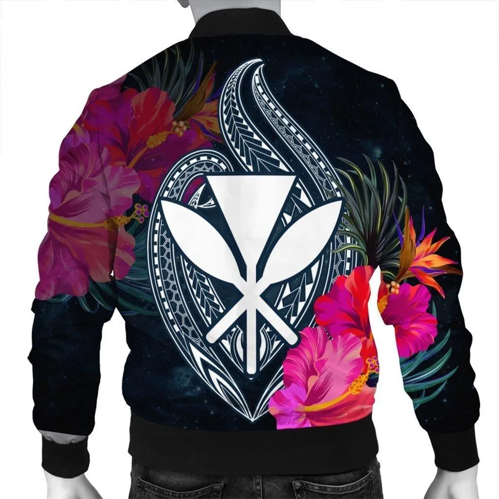 Hawaii Kanaka Polynesian Hibiscus Bomber Jacket
