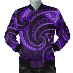 New Zealand Maori Mangopare Men Bomber Jacket Polynesian - Purple