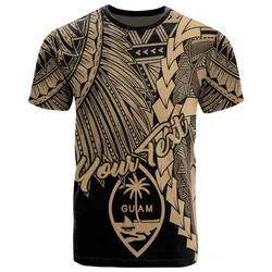 Guam Polynesian Custom Personalised T shirt - Tribal Wave Tattoo Gold