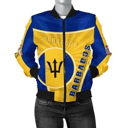 Barbados Women Bomber Jacket Circle Stripes Flag Proud Version