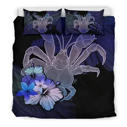 Niue Bedding Set - Purple Blue Coconut Crab And Hibiscus