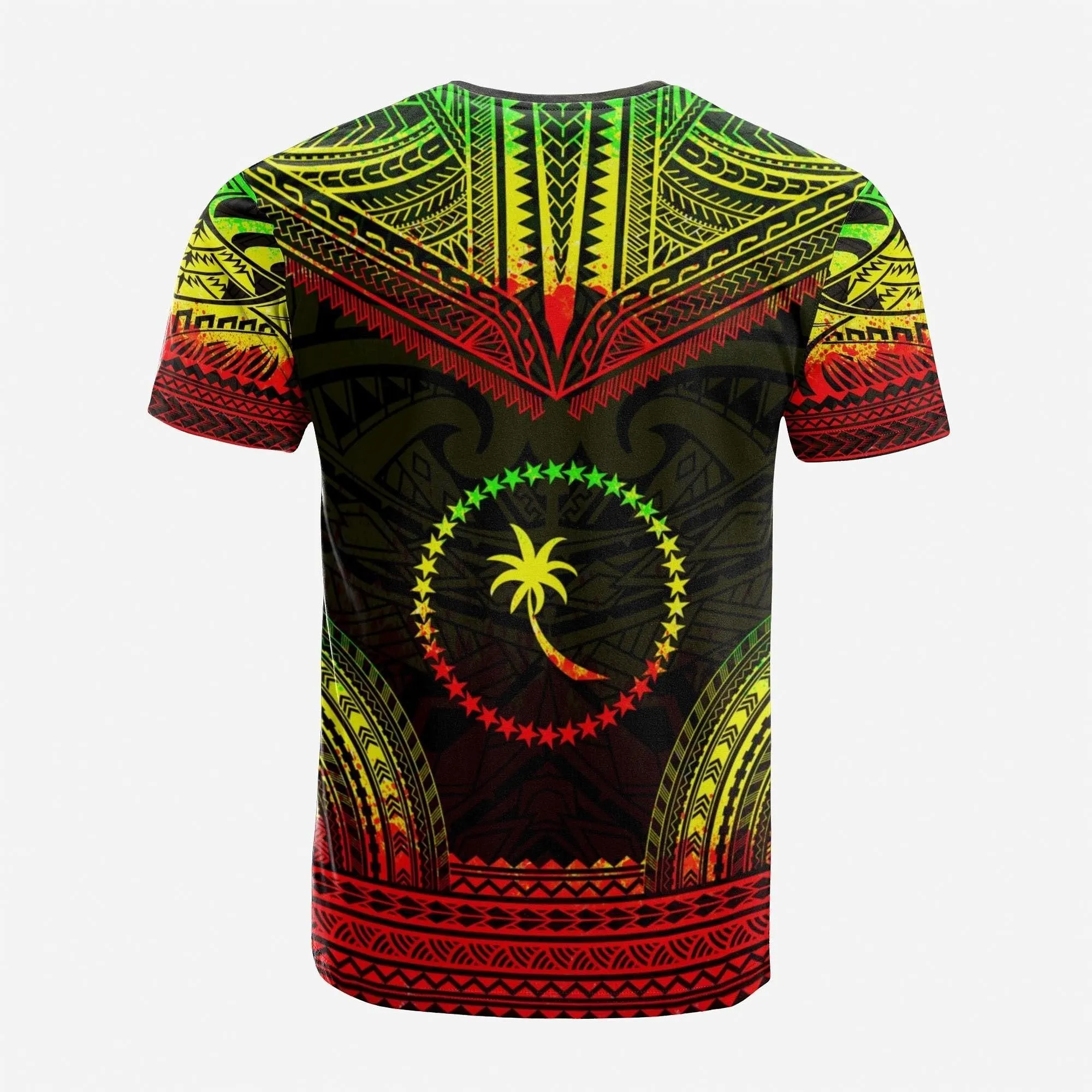 Chuuk Custom Personalised T Shirt - Chuuk Flag Polynesian Chief Tattoo Reggae Version