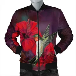 Hawaiian Hummingbird And Hibiscus Polynesian Bomber Jacket - AH