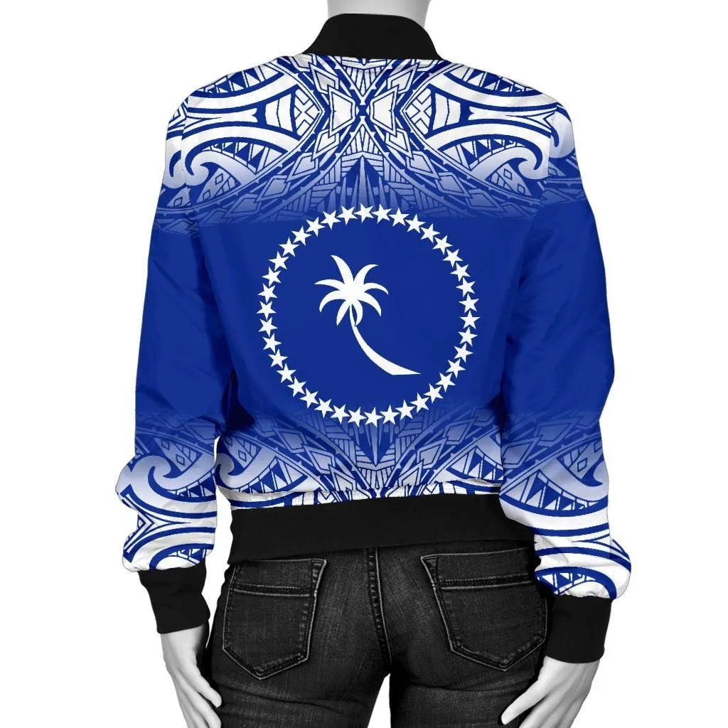 Chuuk Women's Bomber Jacket - Fog Blue Style - BN09