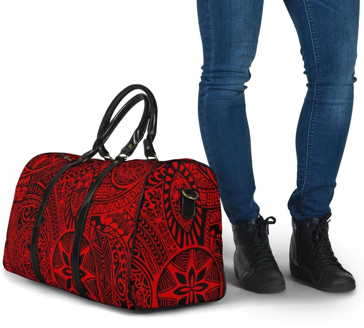 Polynesian Hawaiian Style Tribal Tattoo Green Hawaii Travel Bag
