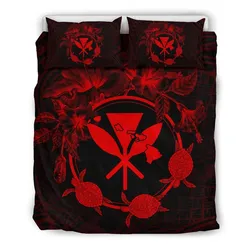 Hawaii Kanaka Turtle Hibiscus Polynesian Bedding Set - Anthea Style Red
