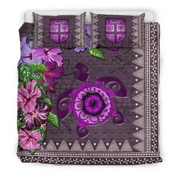 Polynesian Fiji Tapa Turtle Hibiscus Purple A Bedding Set Camlika