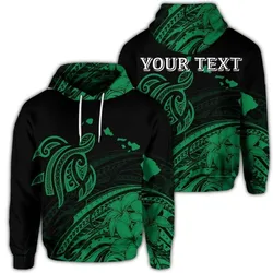 (Personalised) Hawaii Turtle Polynesian Map Plumeria Hoodie Green