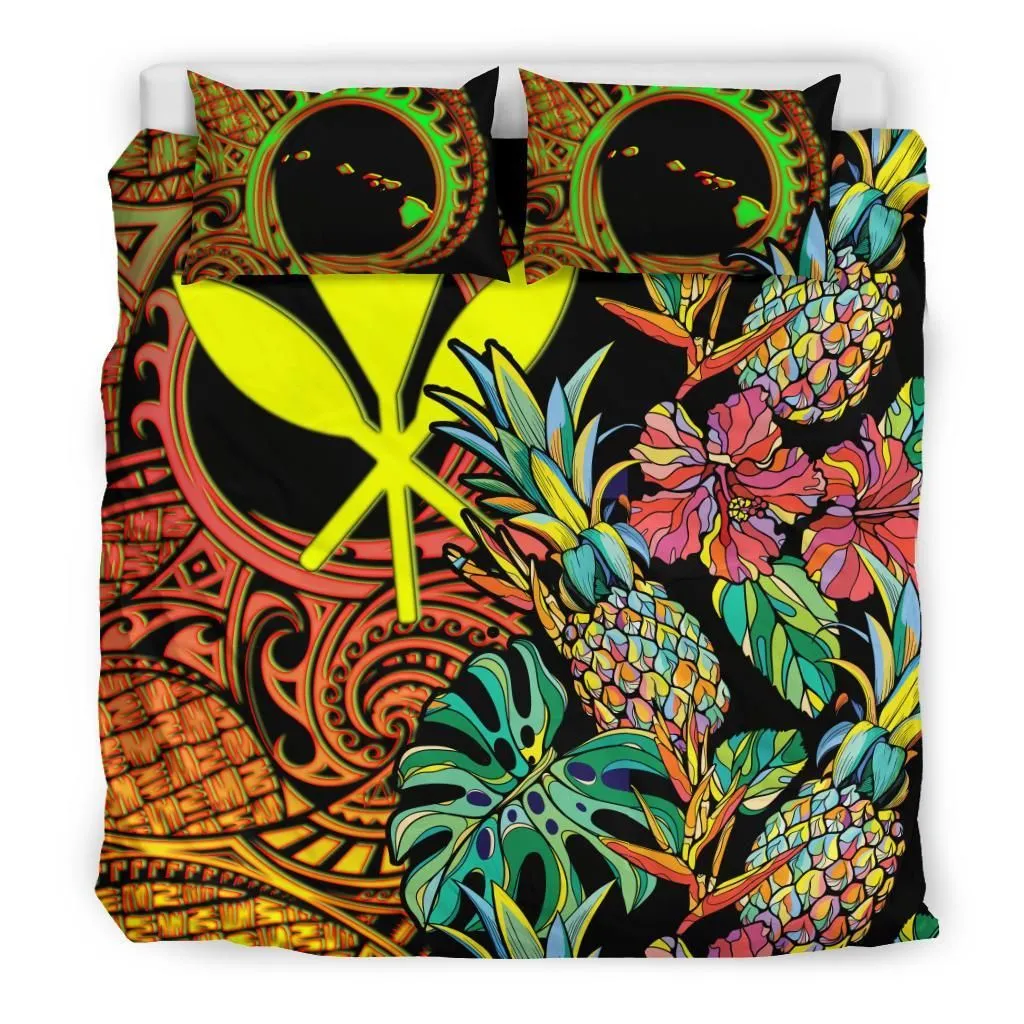 Polynesian Hawaii Bedding Set - Pineapple Hibiscus