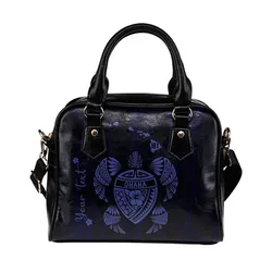 Personalized - Hawaii Kakau Polynesian Ohana Turtle Map Shoulder Handbag - Blue