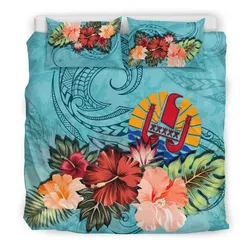 FamilyGater Bedding Set - Cover and Pillow Cases Tahiti Tahitian Hibiscus PolyFamilyGater Coat Of Arms Duvet Cover Blue TH5