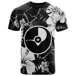 Yap Micronesia T shirt - White Hibiscus Palm Monstera