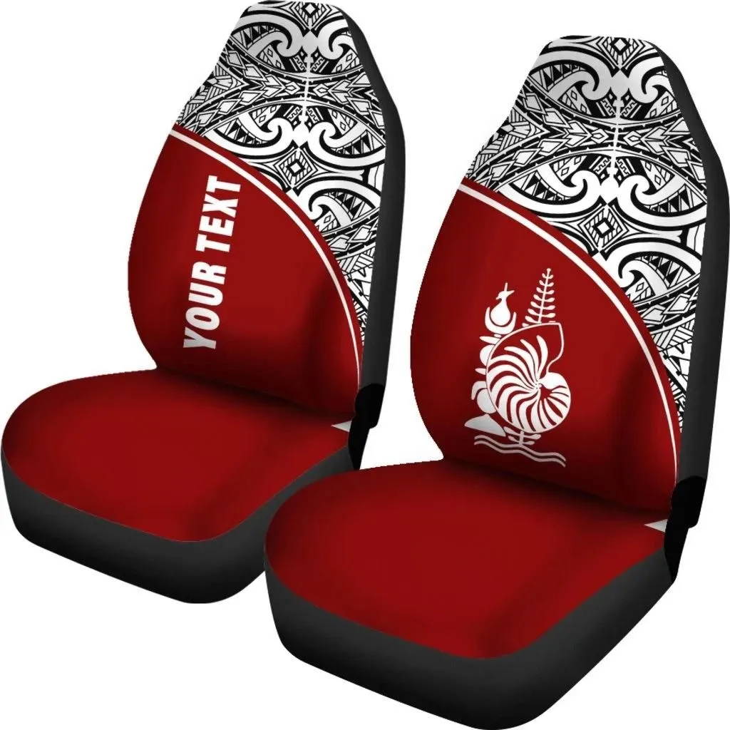 New Caledonia Polynesian Custom Personalised Car Seat Covers - Red Curve - BN11