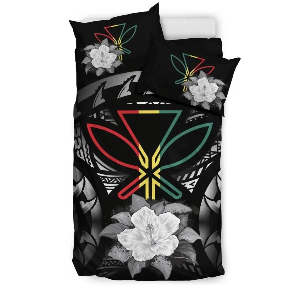 Kanaka Maoli Gray Hibiscus Rising Bedding Set A02