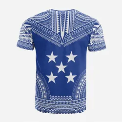 Gambier Islands Custom Personalised T-Shirt - Gambier Islands Flag Polynesian Chief Tattoo Blue Version