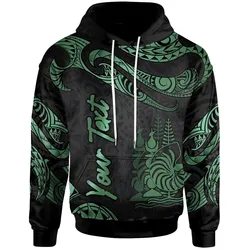 New Caledonia Polynesian Custom Personalised Hoodie - Poly Tattoo Green Version