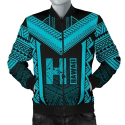 Hawaiian Kanaka Polynesian Mens Bomber Jacket Active Blue