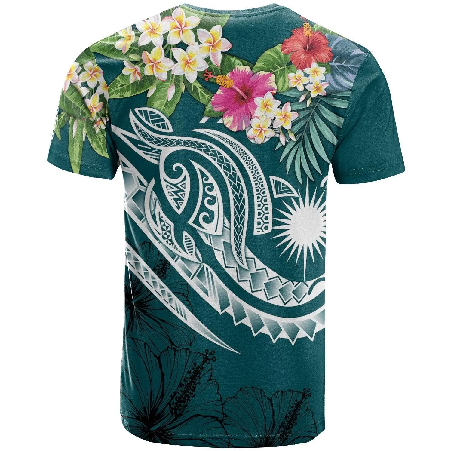 Marshall Islands Polynesian T-Shirt - Summer Plumeria (Turquoise)