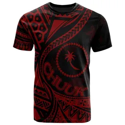 Chuuk State T Shirt - Plumeria Flowers Red Version