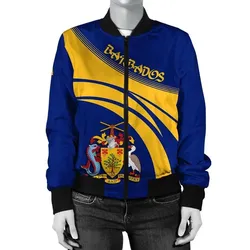 Barbados Coat Of Arms  Women Bomber Jacket Cricket
