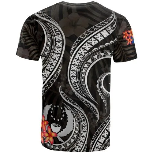 Pohnpei Micronesian T shirt - Black Plumeria
