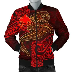 Papua New Guinea Men's Bomber Jacket - Red Shark Polynesian Tattoo - BN18