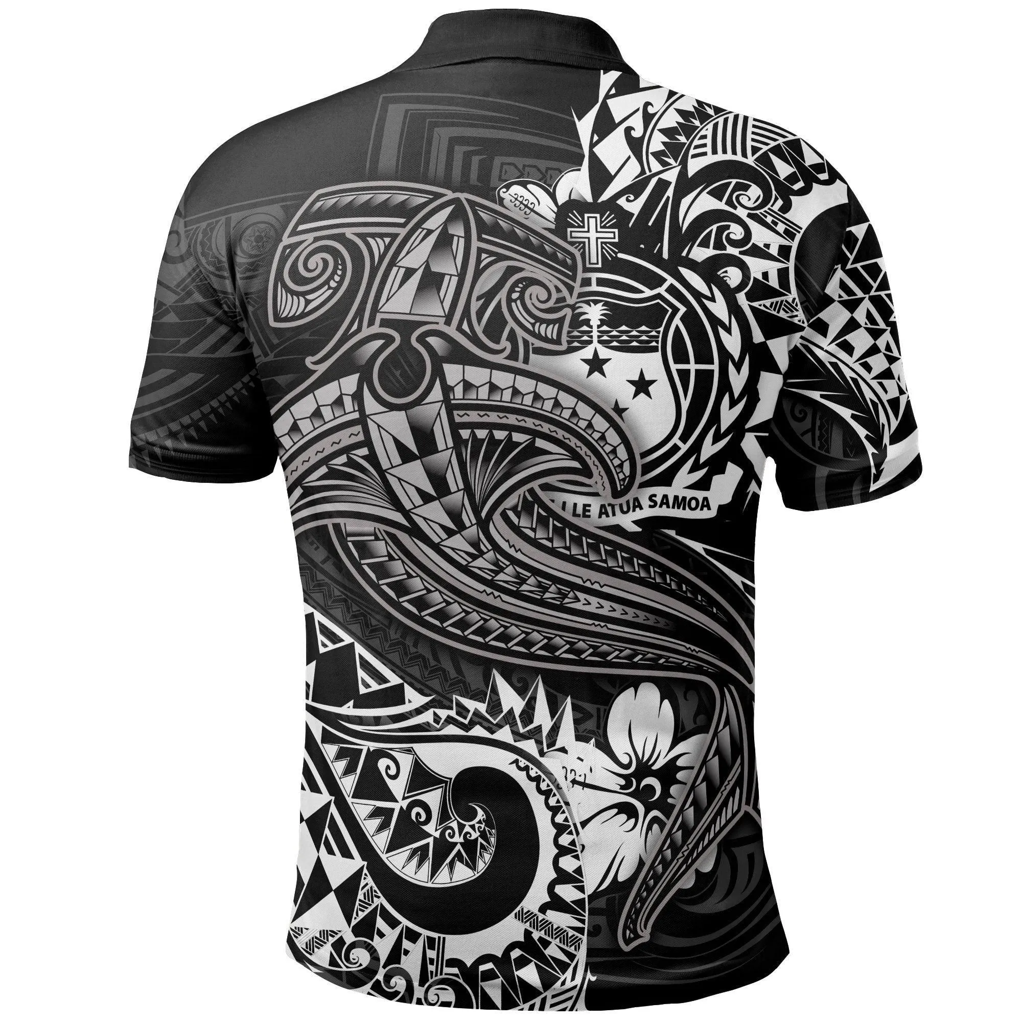 Samoa Polo Shirt - White Shark Polynesian Tattoo
