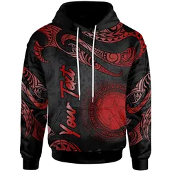 Northern Mariana Islands Polynesian Custom Personalised Hoodie - Poly Tattoo Red Version