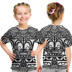 Marquesas Islands T Shirt KID Marquesan Tattoo Simple Style - Black LT8