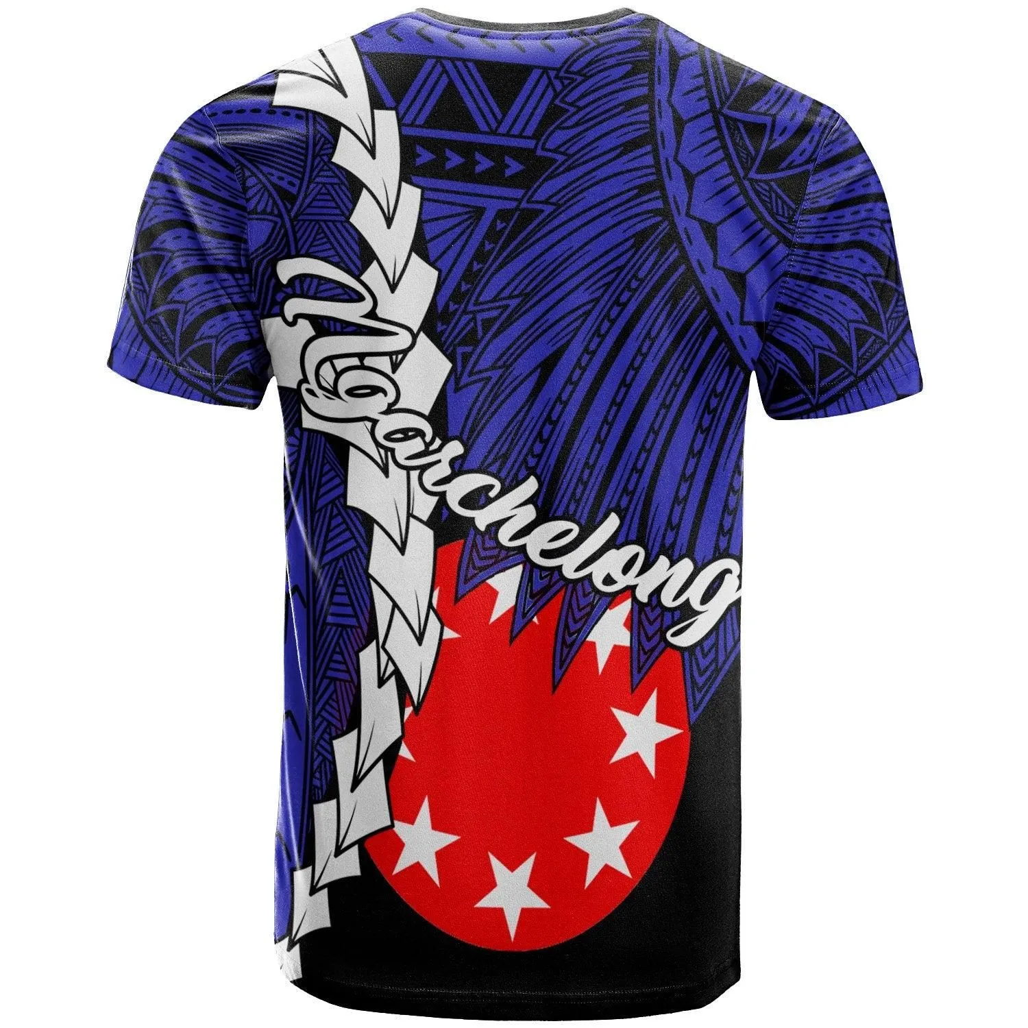 Palau Ngarchelong Custom Personalised Polynesian T-Shirt - Tribal Wave Tattoo