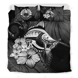 Tahiti Marlin And Hibiscus Bedding Set Bedroom Decor Gray