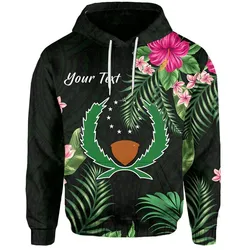 (Custom Personalised) Pohnpei Micronesia Green Hoodie Tropical Flowers LT13