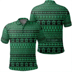 Unisex Polynesian Tattoo tribal Green Polo Shirt