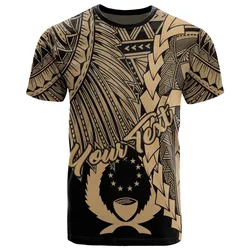Pohnpei Micronesia Custom Personalised T-Shirt - Tribal Wave Tattoo Gold