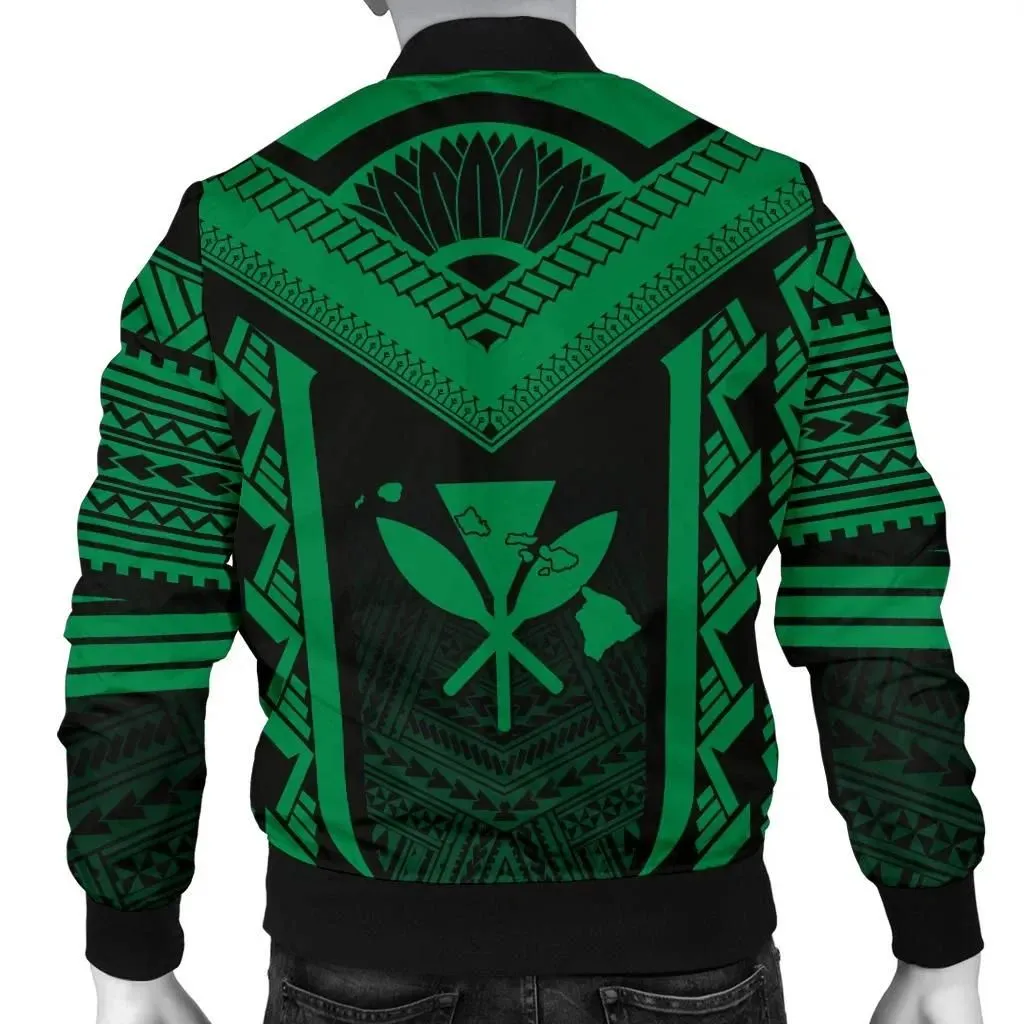 Alohawaii Jacket - Hawaiian Kanaka Polynesian Mens Bomber Jacket Active Green - AH - J77