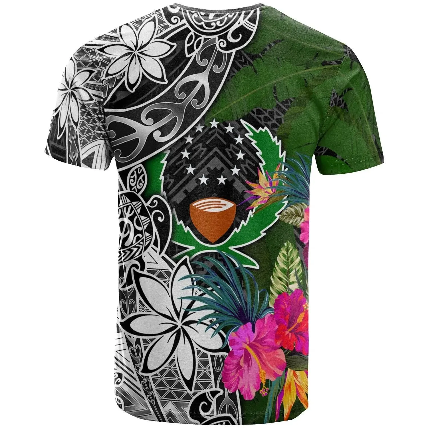 Pohnpei Custom Personalised T-Shirt - Turtle Plumeria Banana Leaf - BN11