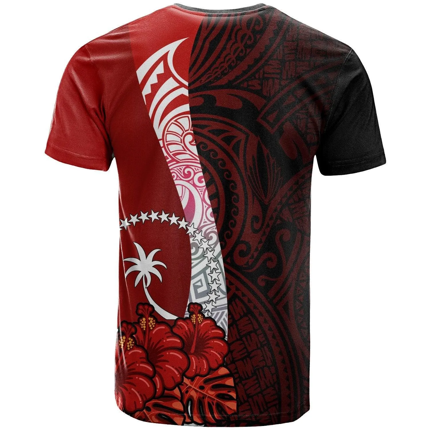 Chuuk Micronesia Custom Personalised T-Shirt - Coat Of Arm With Hibiscus