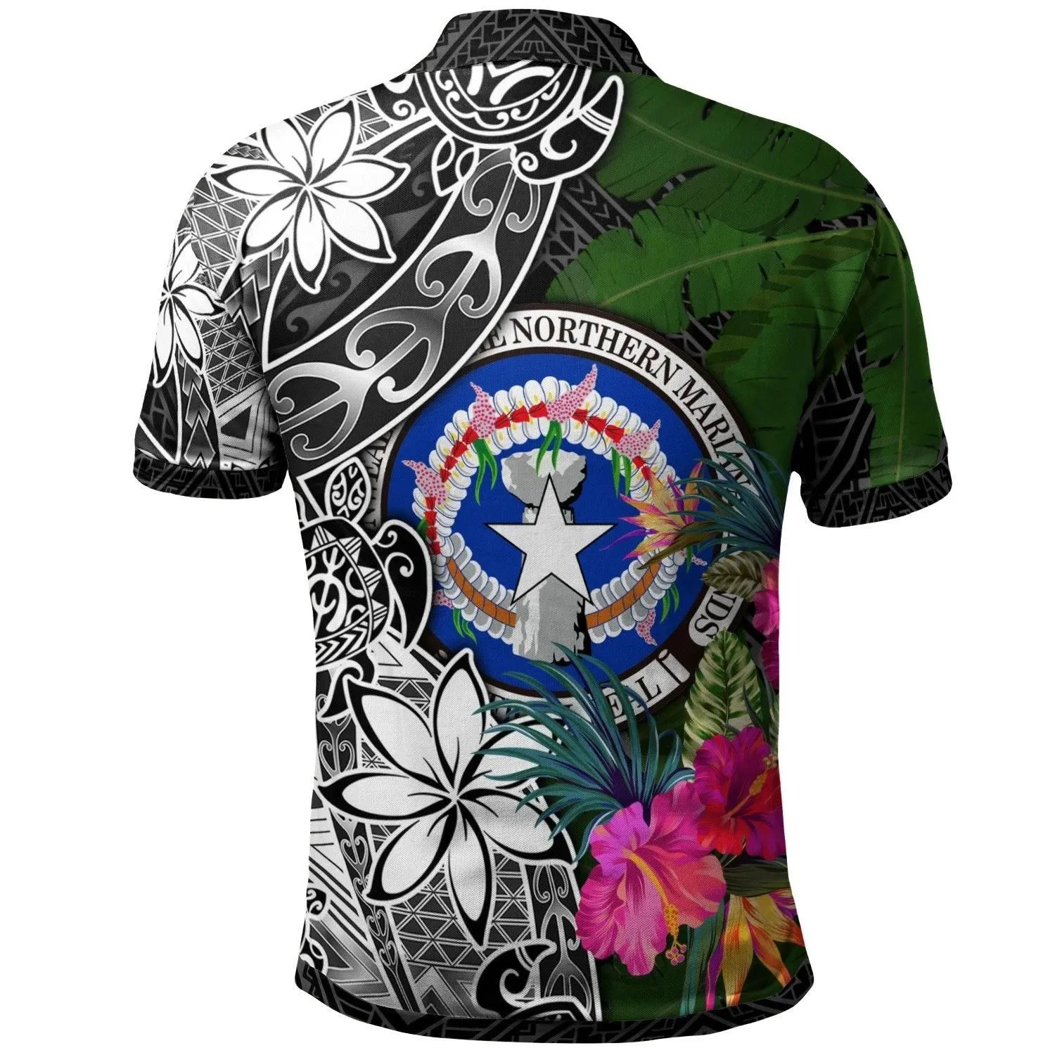 Northern Mariana Islands Polo Shirt - Turtle Plumeria Banana Leaf - BN11