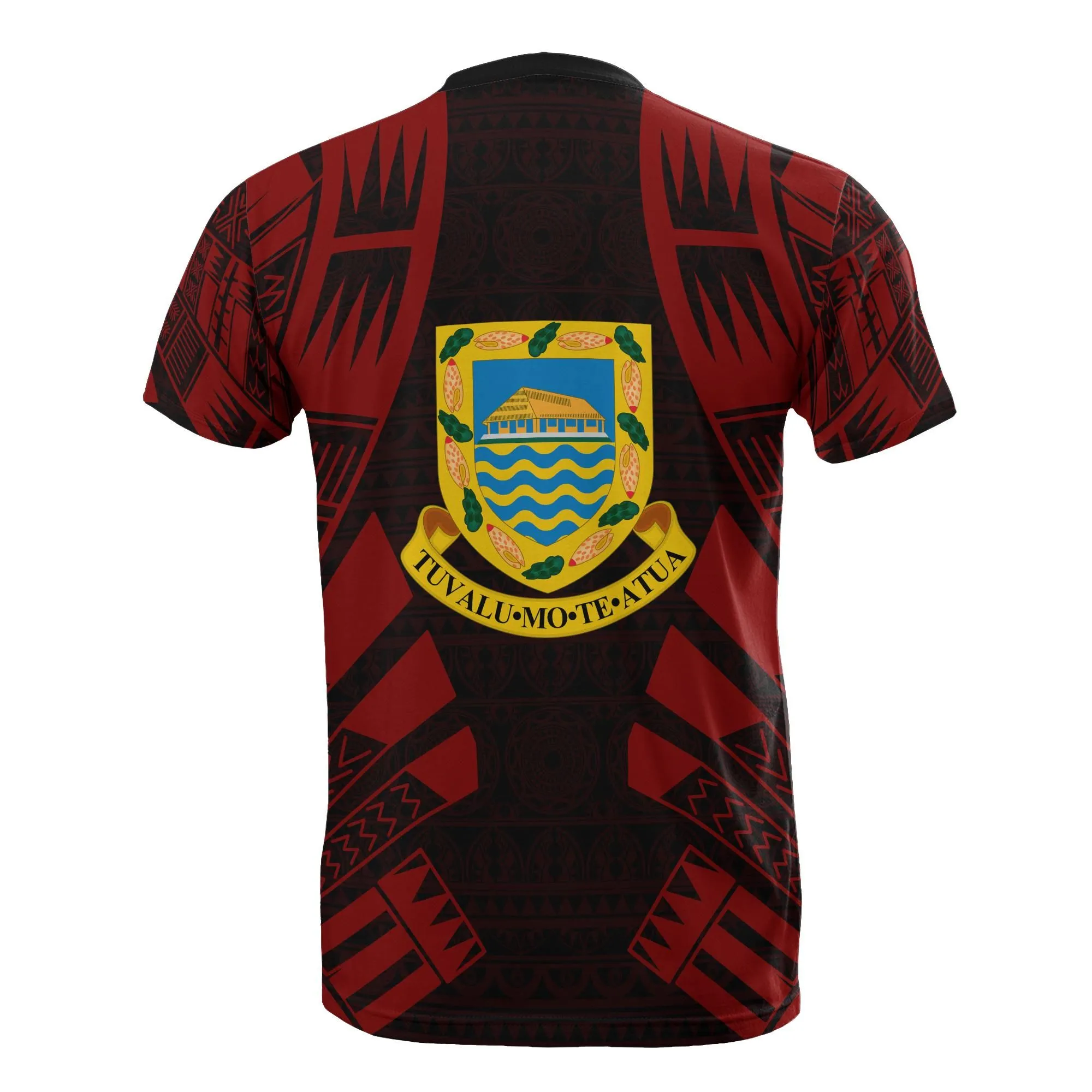 Tuvalu T shirt - Tuvalu Coat Of Arms Polynesian Tattoo Red Style