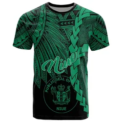 Niue Polynesian T-Shirt - Tribal Wave Tattoo Green