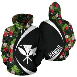 Kanaka Tropical Flower Mix Hoodie - Circle Style