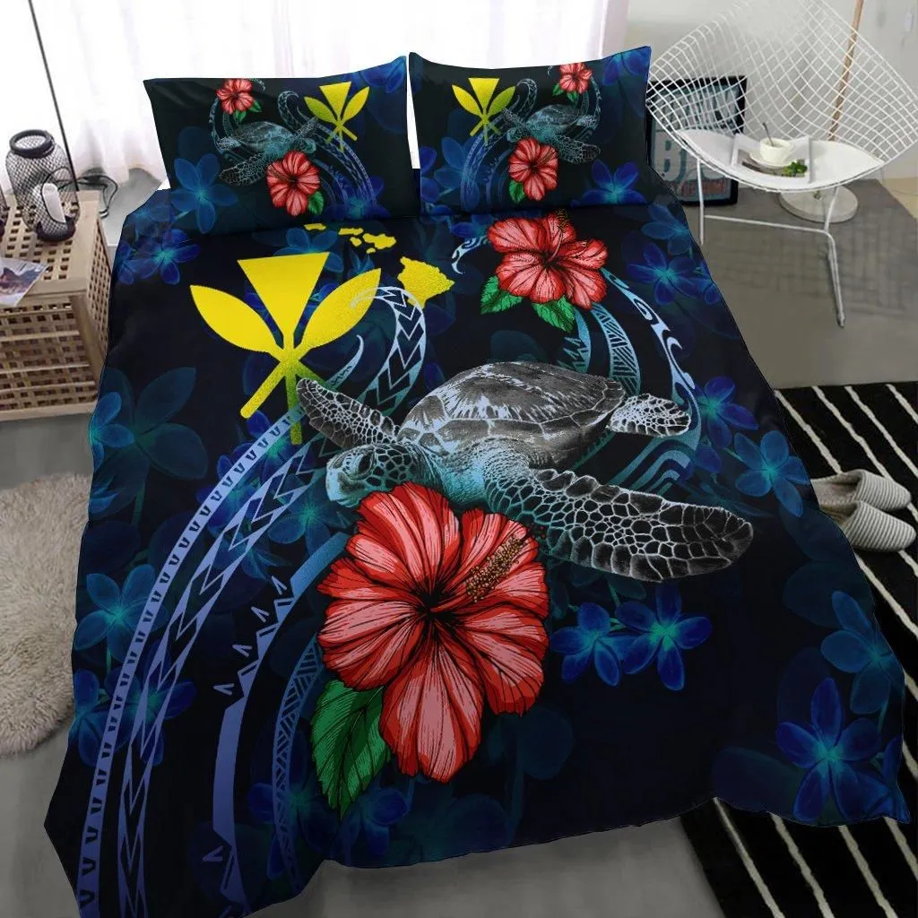 Hawaii Polynesian Bedding Set - Blue Turtle Hibiscus
