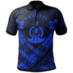 Vanuatu Polynesian Polo Shirt - Vanuatu Blue Seal Camisole Hibiscus Style - BN18