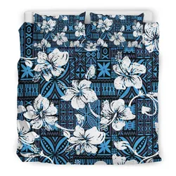 Tapa Hibiscus In Fiji Blue Bedding Set
