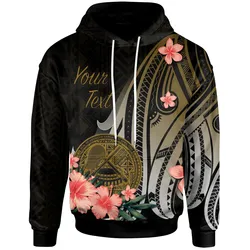 American Samoa Personalised CustomHoodie - Gold Polynesian Hibiscus Pattern Style