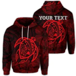 (Personalised) Hawaiian Map Turtle Kanaka Hibiscus Polynesian Hoodie - Red