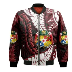 Tonga Emancipation Day Bomber Jacket Kupesi Pattern No.2 Black LT9