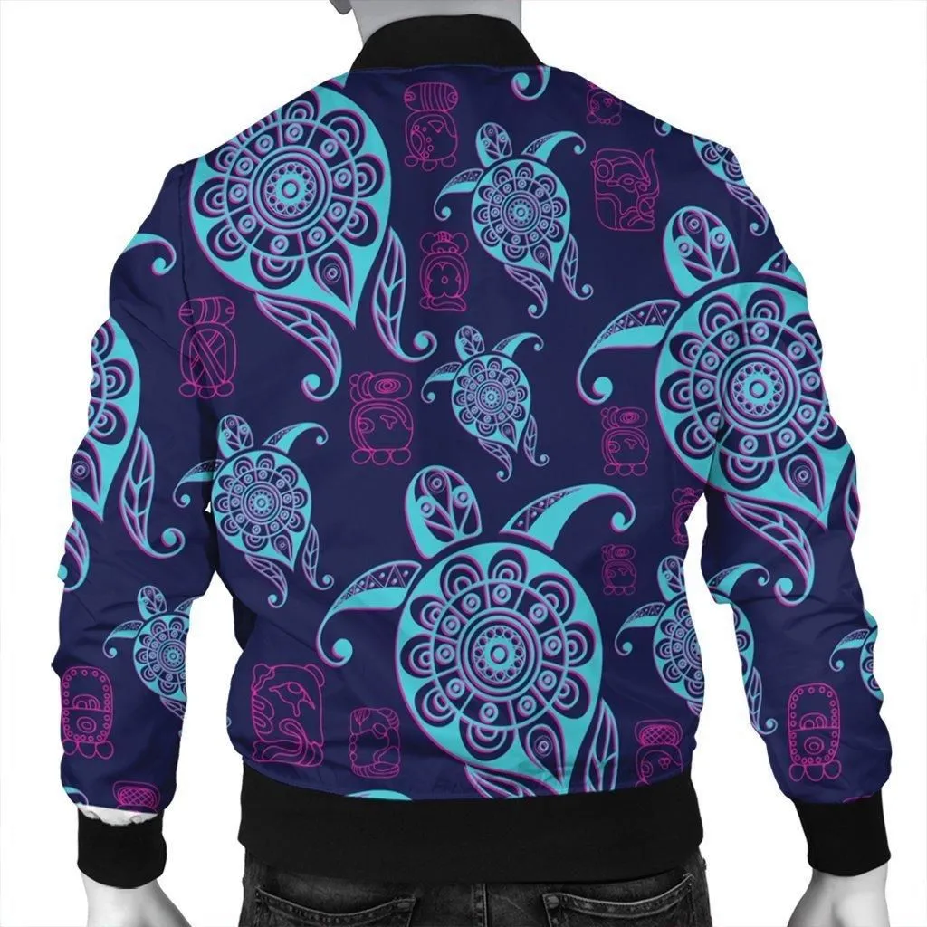 Hawaiian Turtle Polynesian Neon Bomber Jacket