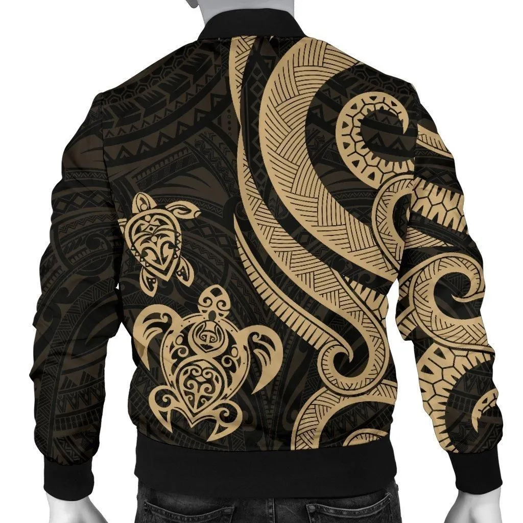 Marshall Islands Mens Bomber Jacket - Tentacle Turtle Gold