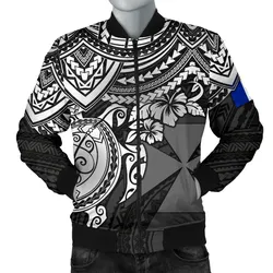 Wallis and Futuna Polynesian Bomber Jacket Men - White Turtle
